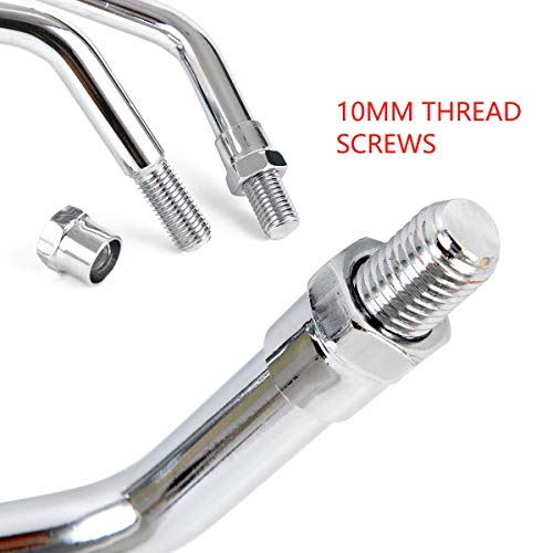 Image of 10 mm Bolt Chrome Motorcycle Universal Handlebar Rear view Side Mirrors Compatible with Harley Kawasaki Suzuki Aprilia Street Bike Cruiser Scooter Mirror SIZE: 125mm X 70mm (Chrome Silver)