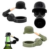 3 Stück Soldat Salut Bierflasche Helm, Soldat Salute Bier Bierflaschen Helm Flaschenverschluss, Wiederverwendbar Soldier Salute Beer Bottle Helmet für Vatertag Männerabende
