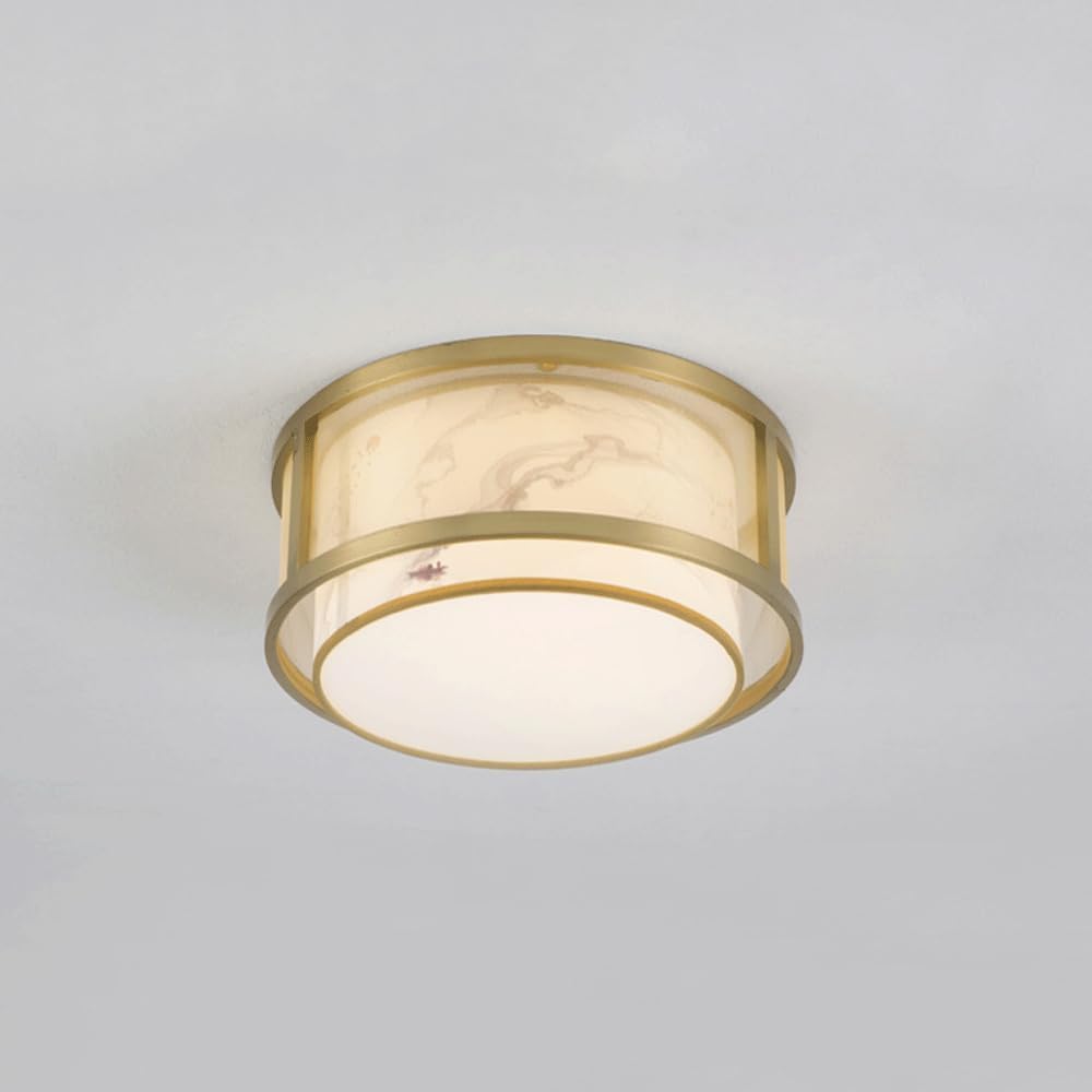 Plafonnier LED vintage chic en cuivre et tissu haut de gamme 35cm