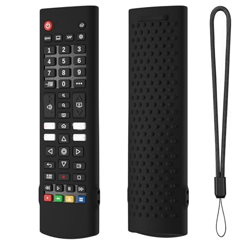 Copertura protettiva per LG AKB custodia silicone copertura telecomando Smart TV guscio antiscivolo con cordino Nero