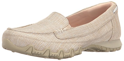 Skechers Women's Bikers Pedestrian Memory Foam Slip-On Moccasin,6.5 M US,Natural