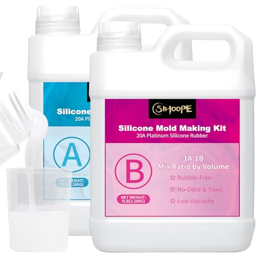 SIHOOPE Silicona Para Moldes   Silicona LíQuida Alimentaria 20a, Kit FabricacióN De Moldes, Curado RáPido, No TóXica, Ideal Para Resina, Cera, Yeso, Chocolate (4,52kg)