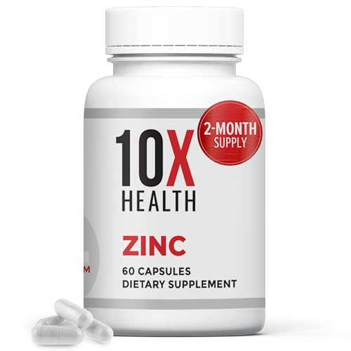Image of 10X Health Zinc 30mg - 60 Capsules | Zinc Supplements: DNA & Protein Synthesis, Immune Support, Highly Absorbable, 60ct