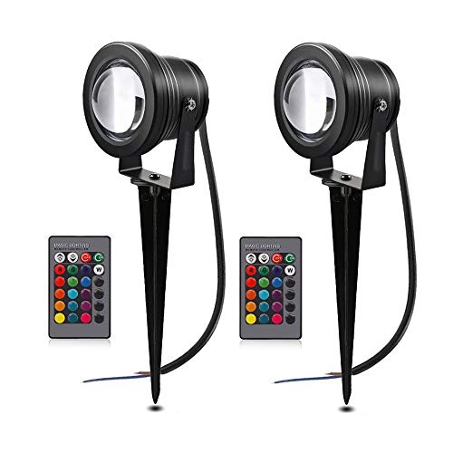 Ygapuzi 10W Lumières de paysage LED à couleurs changeantes Télécommande 12V Spots basse tension Cover