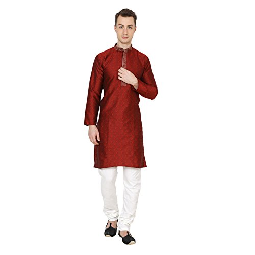 Kurta churidar solve el dilema de vestuario formal traje de seda jacquard floral masculino