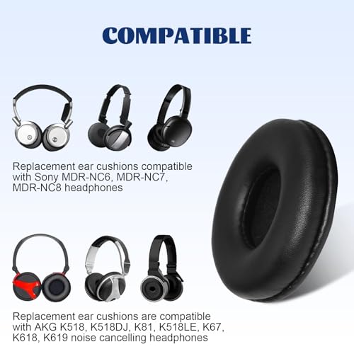 Image of MDR-NC7 Replacement Ear Pads Compatible with Sony MDR-NC6, MDR-NC7, MDR-NC8 Headphones, for AKG K518, K518DJ, K81, K518LE,K67, K618, K619 Headset, Headphones Earpads Replacement