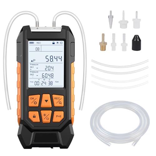 Vacuometro Digital, Manómetro Diferencial con Rango de Medición -100-200 kPa, Probador de Presión de Aire Gas Manómetro HVAC, 10 Unidades, Precisión ±0.3% FS