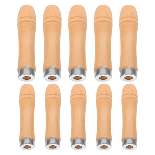 Gadpiparty Mango de Lima de Madera Resistente 10 Piezas (5 Grandes 5 Pequeños) Anillo Metálico para Herramientas Manuales, Agarre Ergonómico Portátil para Escofina y Lima de Metal, Adecuado