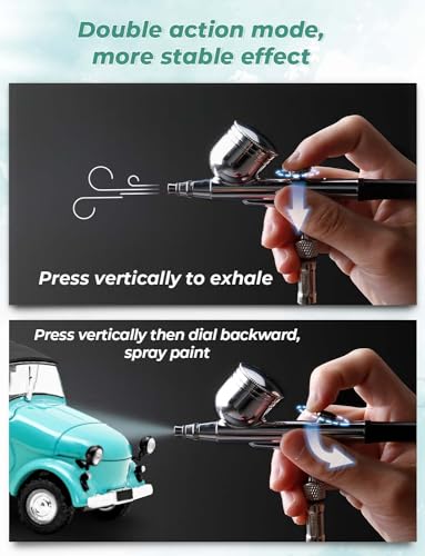 Oasser Airbrush Compressor Kit, Dual Action Airbrush Pak met Oplaadbare 30psi - Afbeelding 3