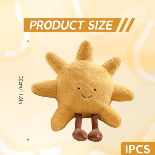 PORUPAEL 30cm Plüschkissen Sonne Mond Plüschtiere Niedliche Stofftiere Weiches Spielzeug Kind Weiches Sofa Dekokissen Für Kinderzimmer Dekoration Geschenk (Sonne)