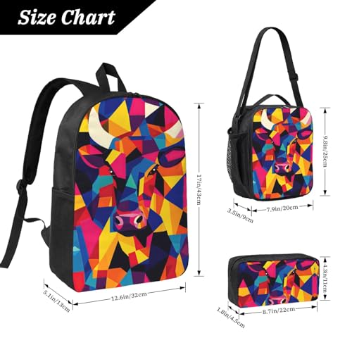 Highland Cow Backpacks 3 Pcs Multifunction High capacity Travel Backpack with Fun Graphic Cartoon Print for Hiking Commuting2
