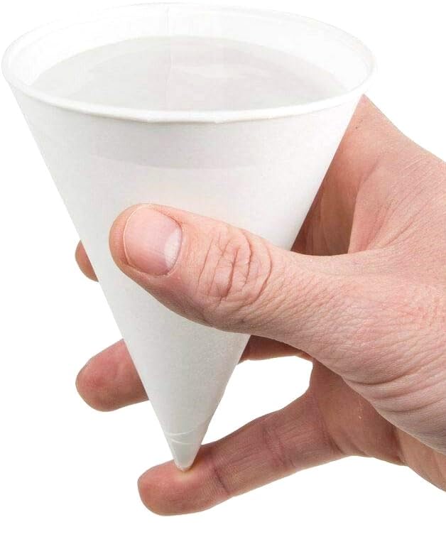 Sunrise Packaging 5000 x Water Cones 4oz Cups – Biodegradable, Leakproof, White Paper Cone for Offices Work Schools Hospitals
