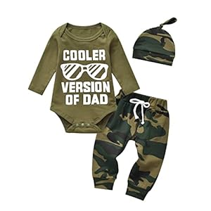Tearfuty Newborn Baby Boy Clothes Long Sleeves Romper Camouflage Long Pants + Hat Outfits 3pcs Set