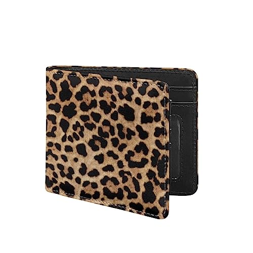 Leopard Cheetah Print Travel Wallet For Men Anti Theft Men Wallet Leather Slim PU Luxury Bifold Wallet For Women Small Compact Wallet