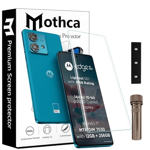 Image of Mothca Premium UV Tempered Glass Screen Protector for Moto Edge 40 Neo | Transparent | Pack of 1 | Full Screen Coverage with UV Installation Kit