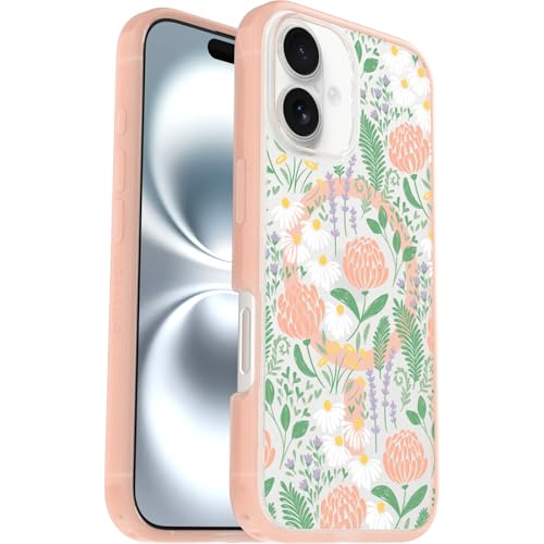 Image of OtterBox iPhone 16 Symmetry Series Clear Case - Peachy Bloom Pink - Ultra-Thin, Sleek iPhone Case, Floral iPhone Case