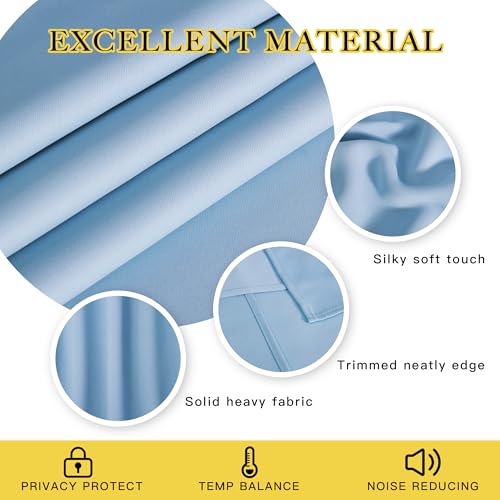 NICETOWN Blue Room Divider Curtains 100 inches Wide Curtains, Grommet Thermal Insulated Blackout Window Treatment Room Darkening for Sliding Glass Door Bedroom, 1 Panel, W100 x L84