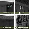 TARKARI 180 Gallon Resin Deck Box, Waterproof Outdoor Storage Box, Lockable for Patio Furniture Garden Tools Accessories