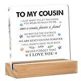 Gifts for Cousin Birthday Christmas Graduation, to My Cousin Clear Acrylic Sign Desk Decor for Home, 4 x 4 Inches