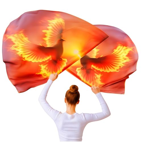 Baisdan 2pcs 39x27 Worship Flags for Beginner Praise Dance Flag for Teenagers Praise and Worship Flag for Dance Church Praise Flags with Telescopic Poles 2Pack Dove with Flame
