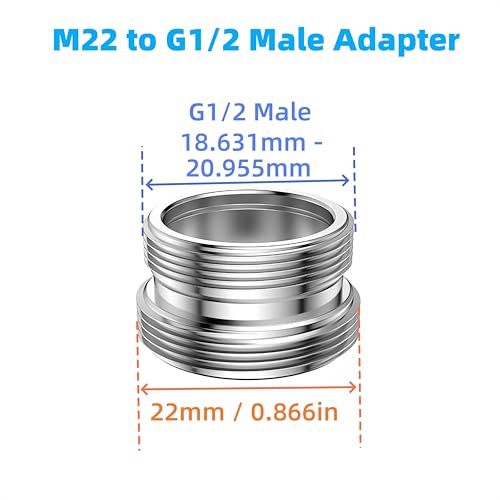 Miniatura 4 de Roscid G1 2 Valvula Desviadora 3 Vias Con Adaptador Grifo M22 X M24 Valvula Desvio Grifo Ducha, T Grifo De Ducha Adaptador Lavabo Desviador De Latón Para Fregadero De Cocina O Baño, Gris