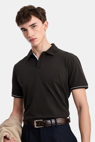 Image of SNITCH Men Polo Plus Size T-Shirt | Solid Polo with Contrast Inner Placket & Tipped Cuffs | 96% Cotton 4% Lycra Stretch Regular Fit, Casual Wear