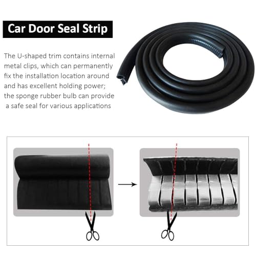 Image of Automotive Weather Stripping Door Seal, 25 FT Car Door Rubber Seal Strip Trim Seal Gasket with Side Bulb for Cars Trucks Boats RVs and Home Applications