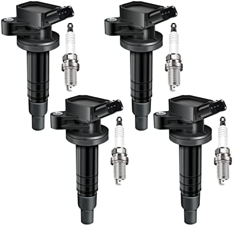 4-Pack UF596 Ignition Coil & Iridium Spark Plug Kit For 1.8L Toyota Corolla, Matrix, Prius, C-HR, Scion, Pontiac Vibe, Lexus CT200h