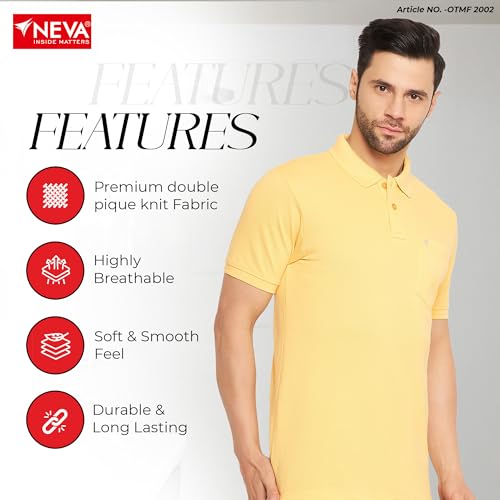 Image of NEVA Men's Regular Fit Half Sleeve Polo Neck T-Shirt with Chest Pocket