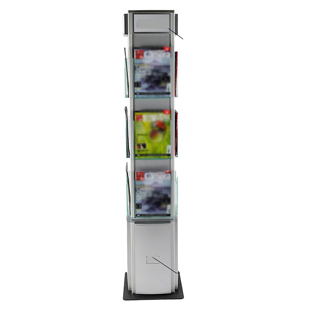 Espositore Girevole a 4 Faccie, Scaffale Rotante per Brochure A4, Portamateriale Promozionale da 5 Livelli, Scaffale Informativo per Esposizione Massima di Opuscoli