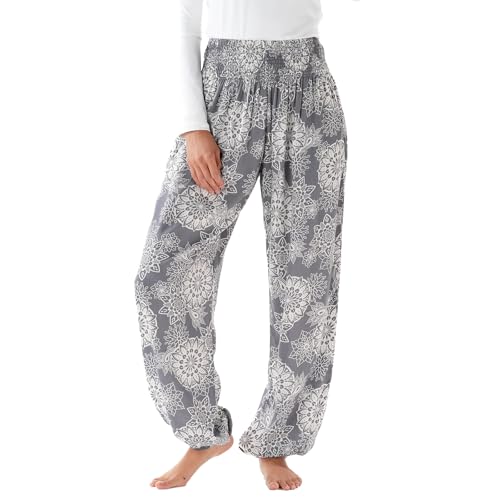 Image of Lotus and Luna Women's Harem Pants Thai Pants for Beach & Lounge High Waisted Flowy Boho Pants Genie Pants Yoga Pants