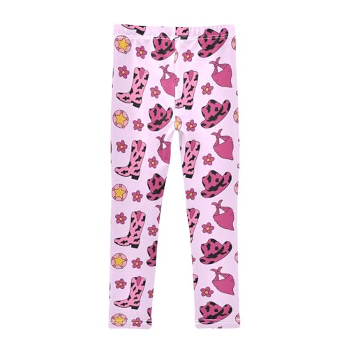 Girls Basic Leggings Baby Girls Pants Wild West Cowgirl Soft Footless Stretchy Tights Pants 4-10Y2