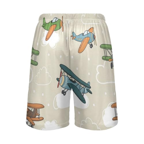 J JOYSAY Cartoon Airplane Sky Pajama Shorts Mens Lounge Sleep Shorts Super Soft Men Pajama Bottoms3