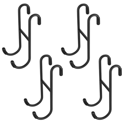 4 Pcs Stainless Steel Shower Hooks - Over The Door Towel Hanger for Bathroom Glass Door, Black