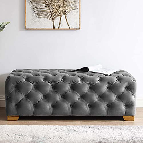 Banc à chaussures robuste gris de 90 cm pour chambre et entrée - 3