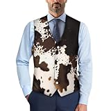 WHUVUMFY Men's Suit Vests Cow Print Casual Formal Dress Vest Business V-Neck Slim Fit Waistcoat Vest for Suits Tuxedo S-4XL