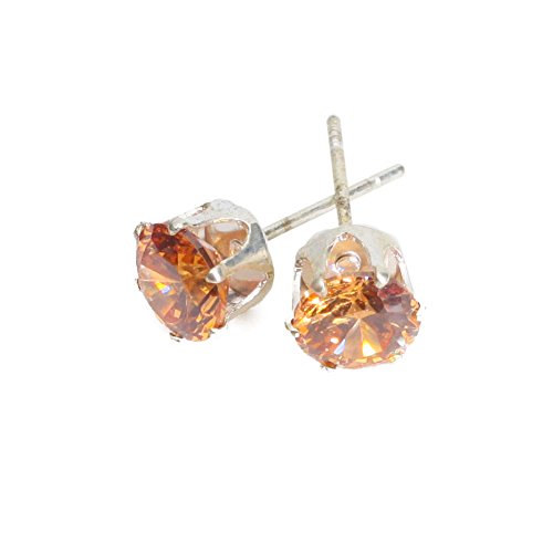 Rosmall Stud Earrings for Women Mens Cubic Zirconia CZ Earrings Ear Piercing Color Champagne
