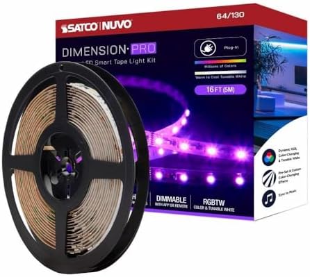 Nuvo Dimension Pro - 18W LED Tape Light with Plug Connection in Utilitarian Style-196.85 Inches Length and 0.47 Inches Wide
