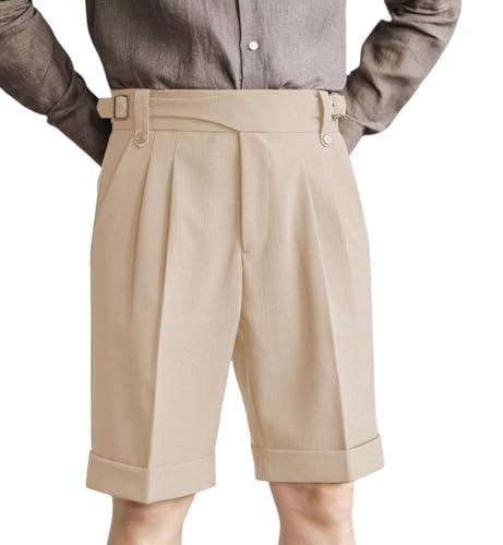 YYFew Men's Pleated Shorts Casual Italian Shorts Summer