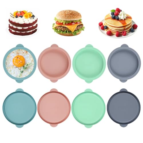 WWYSSZ 8 Pièces 10 cm Diamètre Moule Oeuf Air Fryer, 4 Pouces Moule Silicone Rond Gâteau Air...