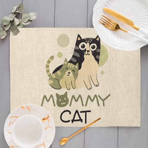 Sets de table en lin de qualité supérieure motif chaton grand format - 4
