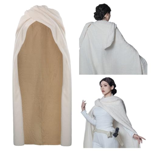 JRCRIN Padme Costume Cloak Queen Padme Amidala Costume Cosplay Cape Fleece Robe Coat Halloween Outfits for Adults Women (White, M)