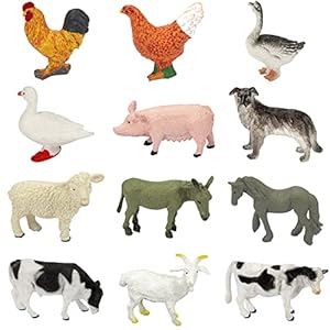 12Pcs Mini Bauernhof Tierfiguren, Bauernhoftiere Mini realistische Bauernhof Tiere Tierfiguren Spielzeug Figuren für…
