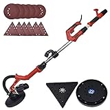 Drywall Sander - 6.5A Dual-Head Automatic Vacuum System，Variable Speed 1200-2500 RPM/12 Sanding Discs/Extendable Hand/Long Dust Hose Electric Drywall Sander