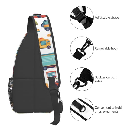 Morrales tipo Sling con estampado de autos para hombre y mujer miniatura 5