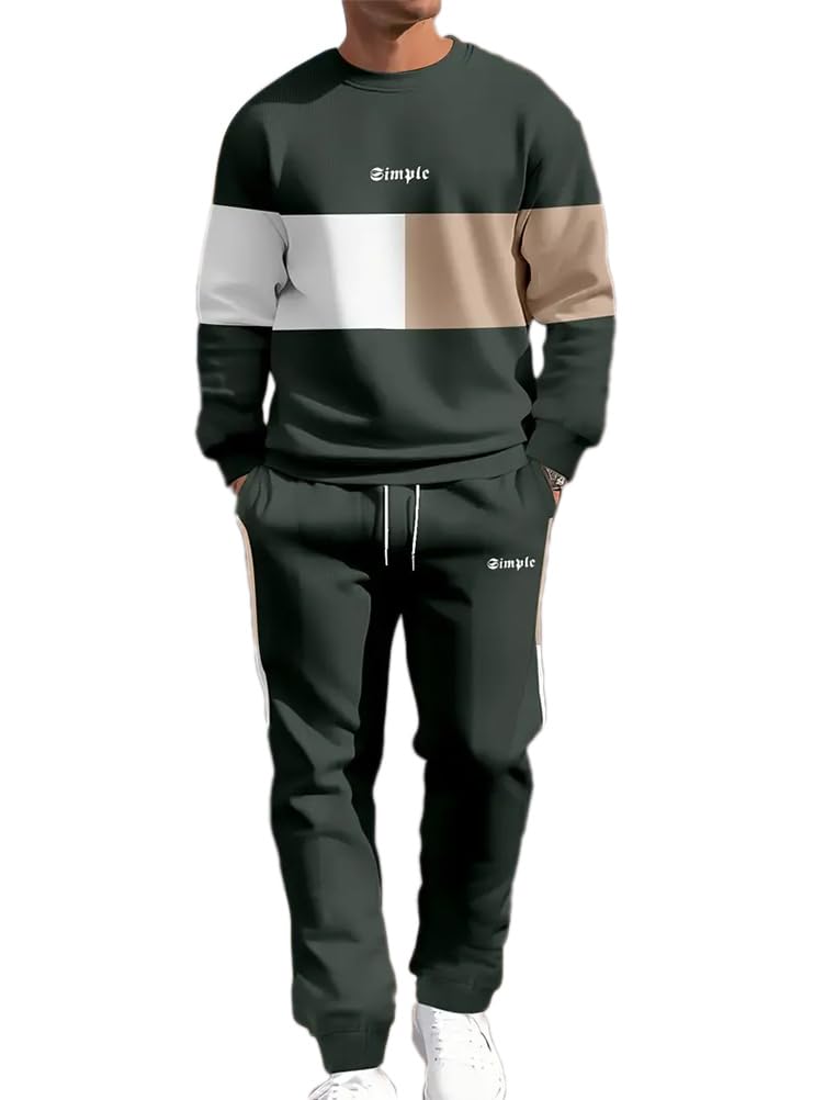 Ensemble Homme Jogging Survetement 2 Pièces à Manches Longues Tenue de Sport Outfits Sweat et Pantalons Longue Automne Hiver