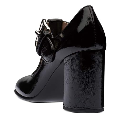 FOWT Women Fashion Closed Square Toe T-Strap Pumps Chunky High Heels Office Date Shoes Size 4-16 M3