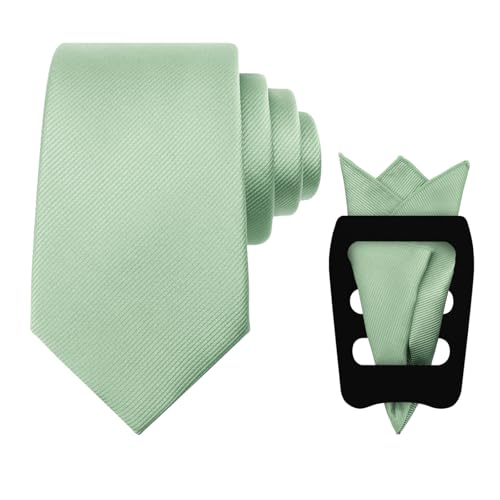 Image of Mantieqingway Black Tie Sets for Men Classic Solid Color Tie Handkerchief Pocket Square Holder Formal Graduation Wedding