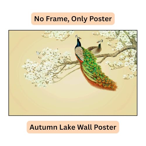 Image of Fabulous Landscape Beautiful Peacock wall Poster for Home Decor, Living Room, Bed Room, Kids Room, Play Room, Restaurant, Hotel (Self Adhesive Vinyl, Water Proof) (36 x 22.5 Inch)
