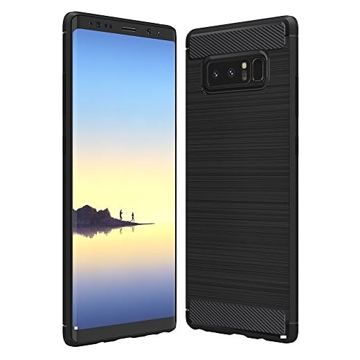 COPHONE® - Cover Nero Compatible Samsung Galaxy NOTE 8 in Fibra di Carbonio, Antiscivolo. Custodia Galaxy NOTE 8 Silicone Molle Black , Anti-Urto